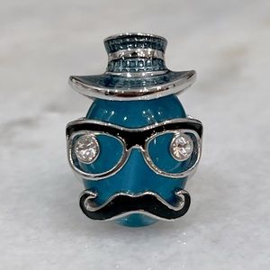 Funky Abstract Enamel Face with Austrian Crystal Statement Ring